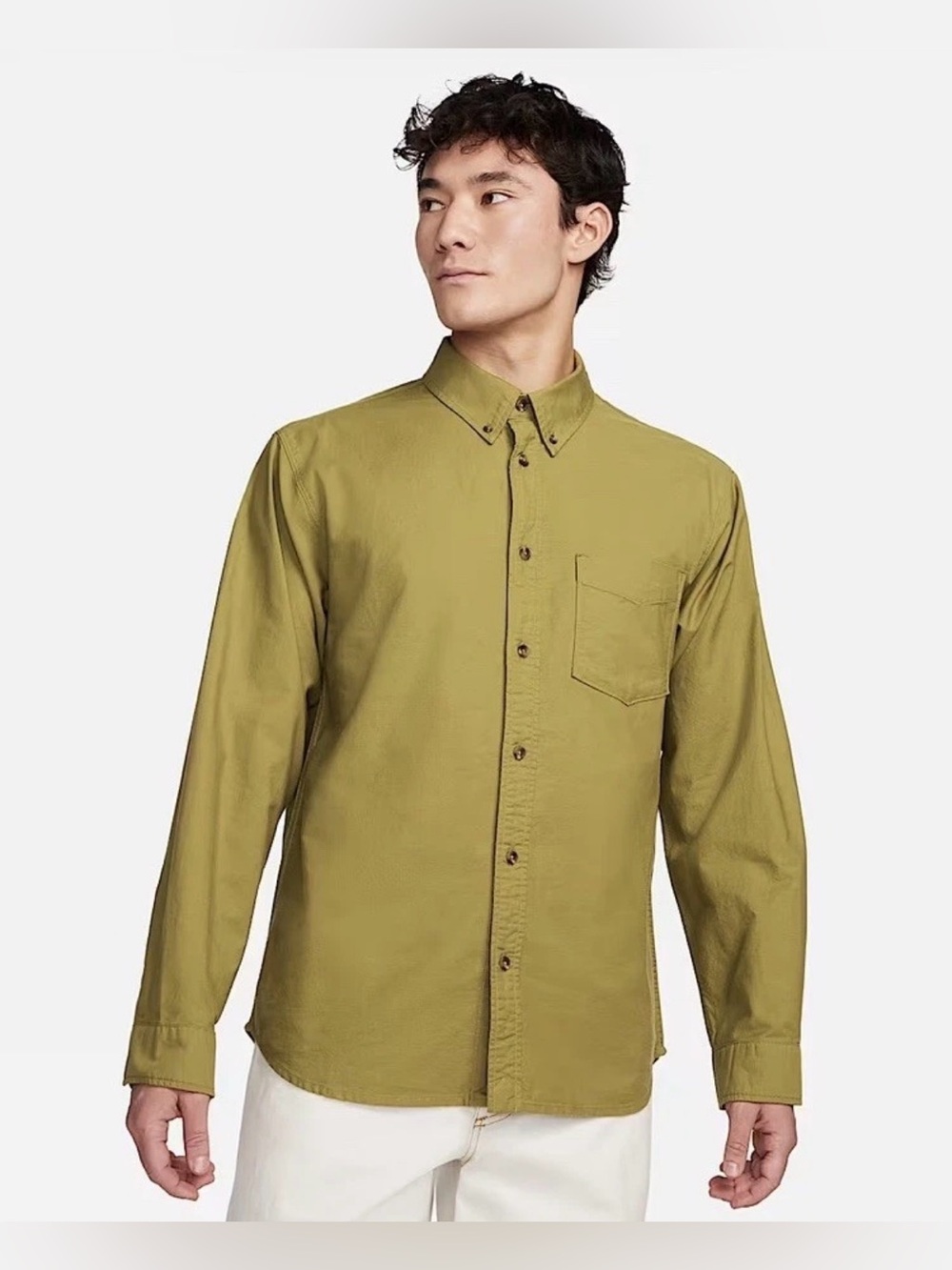 Nike Long Sleeve Oxford Pacific Moss Color Cotton Button Down Shirt Size M